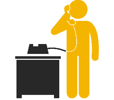 a graphic of a man on the phone